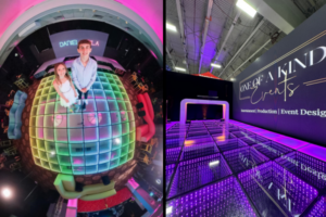 Comparative display of LED, disco-style, and interactive lighted dance floors.