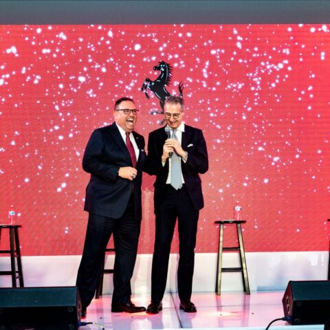 Key speakers at a Ferrari corporate event with expert event design.