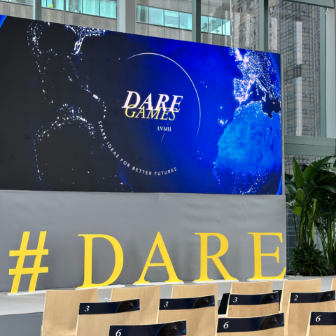 Custom corporate backdrop and stage for event
