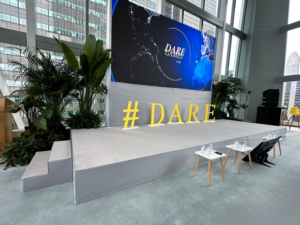 Event agenda for product launch with speeches and demos