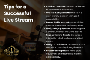 Infographic with tips for a successful live stream wedding