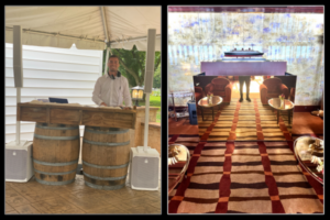 Side by side comparison of Wine Barrel and Gold DJ booths.