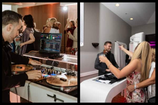 DJs interacting with guests and answering questions to ask DJs about song requests.