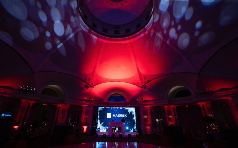 Immersive event with large LED video wall display.