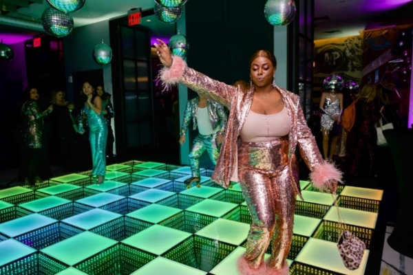 LED infinity dance floor with disco balls