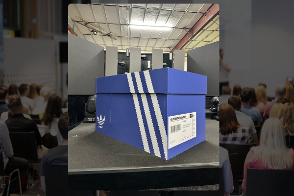 Giant Adidas shoe box fabrication