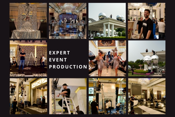 event production setup team at work