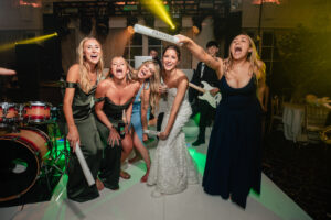 hyped women at wedding