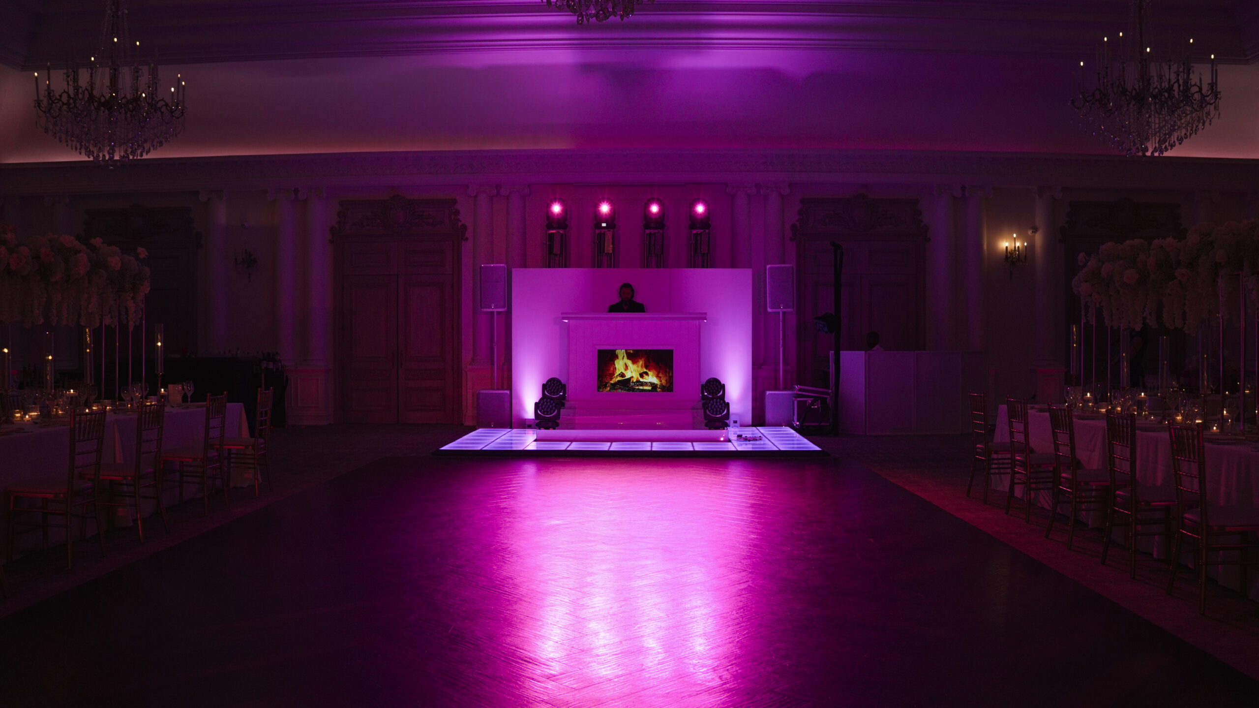 custom DJ booth and lighting