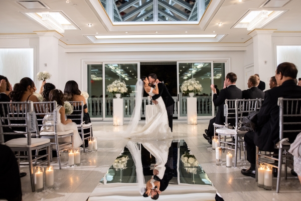 Custom wedding aisle runner with mirrored reflection