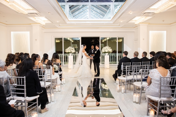 Custom wedding aisle runner with monogram detail