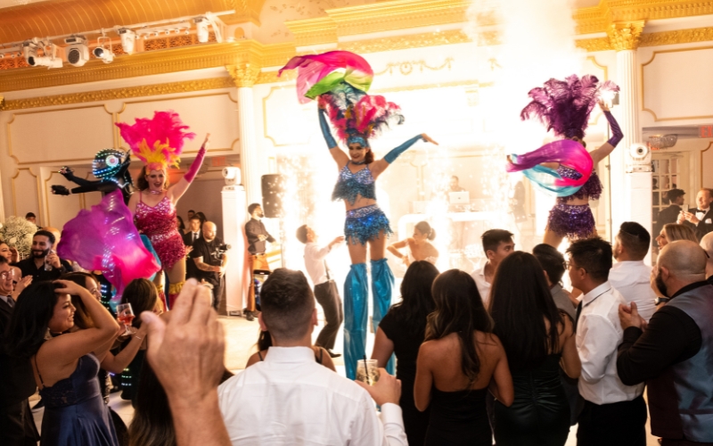 sparkulars and dancers at wedding