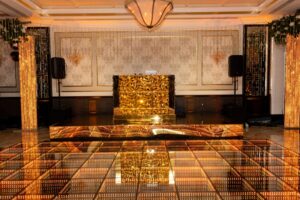 gold custom dj booth