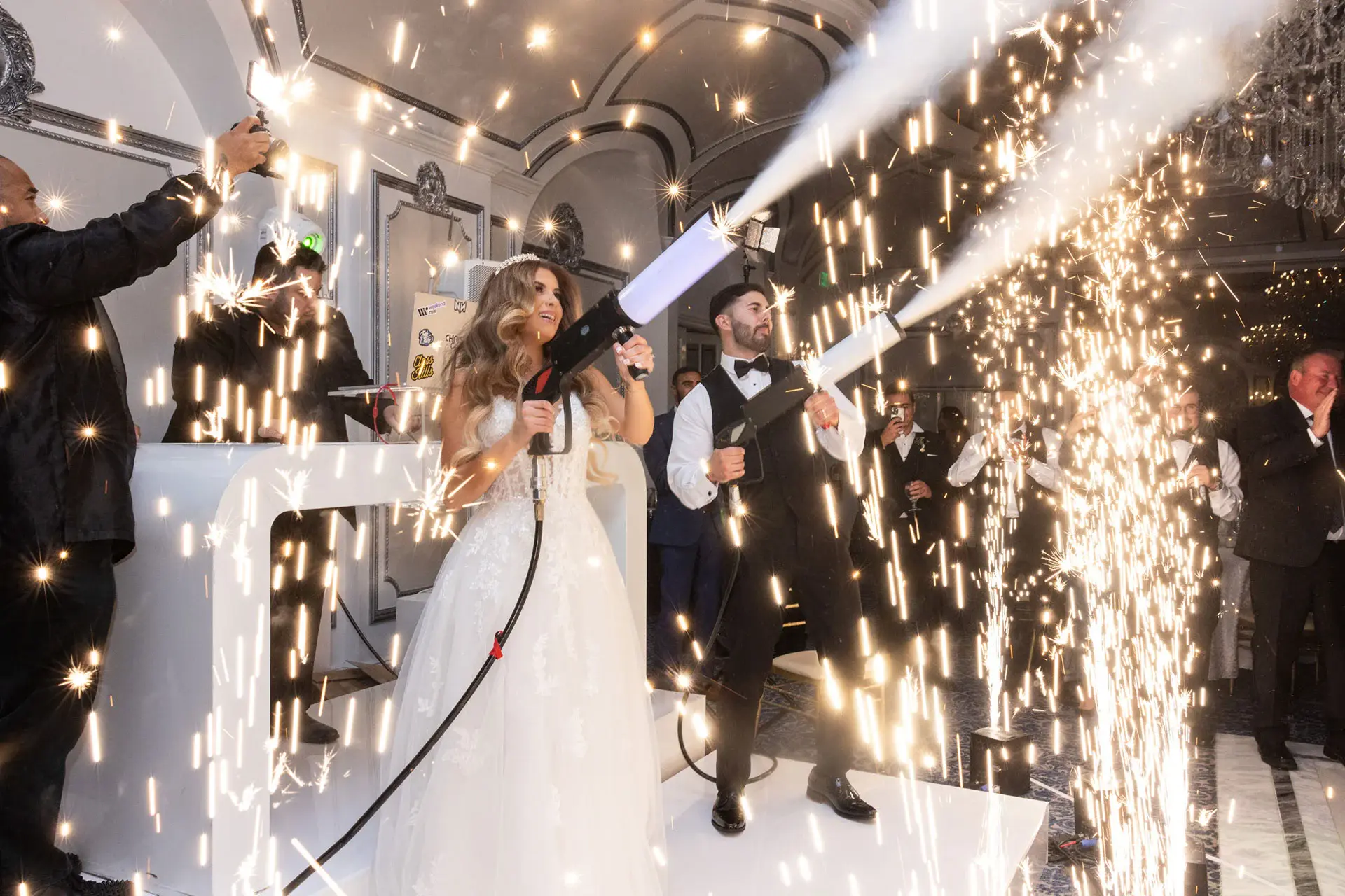 couple with wedding enhancements