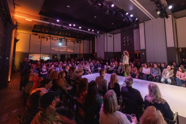 Speaker on fashion show runway