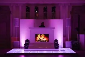 fireplace dj booth