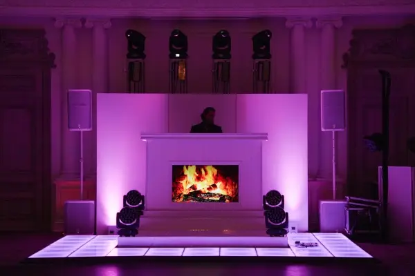 fireplace dj booth