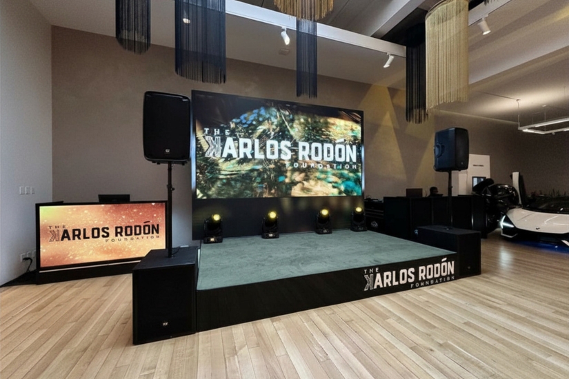 dj booth and custom stage